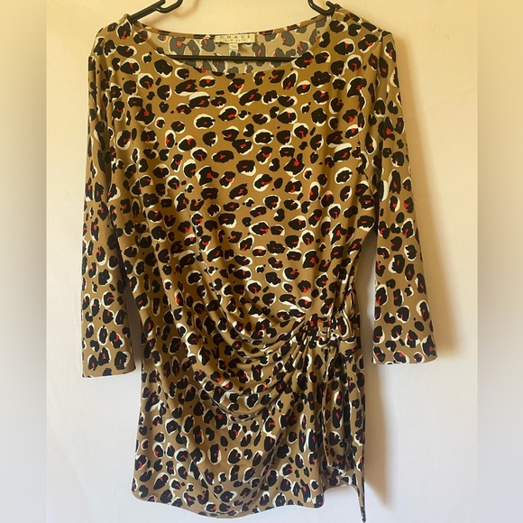 Chaus New York Leopard Print Tunic Top, Size L - Picture 1 of 6